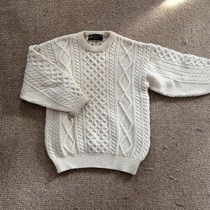 Country Knitwear 100% pure new wool made in Ireland cable knit sweater - size 42